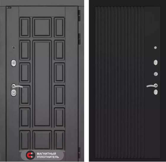 Входная дверь Нью-Йорк 29 - Черный кварц | Декоративная MDF панель 16 мм с наличником, цвет 