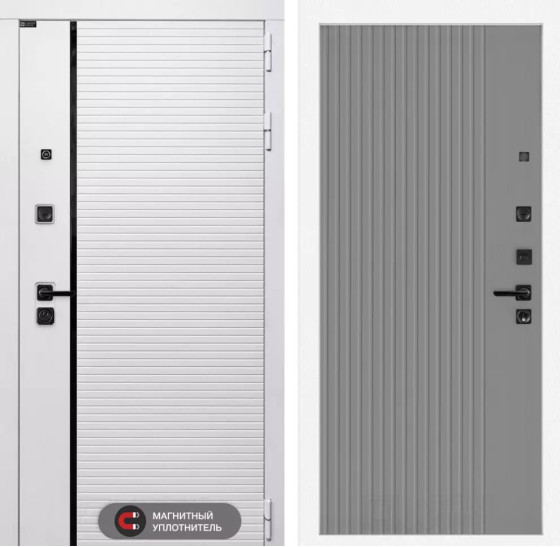 Входная дверь ROYAL 29 - Серый рельеф софт | Современная MDF панель 10 мм с наличником, цвет 