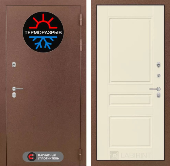 Входная дверь Термо Магнит 03 - Крем софт | Металл с 2-х слойным покрытием. 1 слой - цинкосодержащий грунт, 2 слой - покраска 