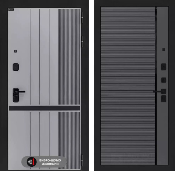 Входная дверь SKYLAB 22 - Графит софт, черная вставка | Фрезерованная МДФ панель 10 мм, цвет 