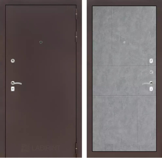 Входная дверь CLASSIC антик медный 21 - Бетон светлый | Металл с практичным покрытием 