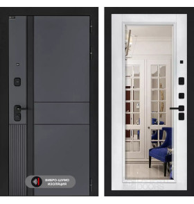 Входная дверь EVOLAB с Зеркалом Фацет - Белый софт