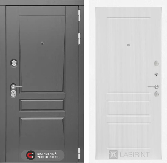 Входная дверь Платинум 03 - Сандал белый | Декоративная MDF панель 16 мм с наличником, цвет 