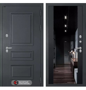 Входная дверь Атлантик с Зеркалом тонированным Максимум - Черный кварц