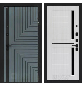 Входная дверь CREDOR 02 - Сандал белый, стекло черное