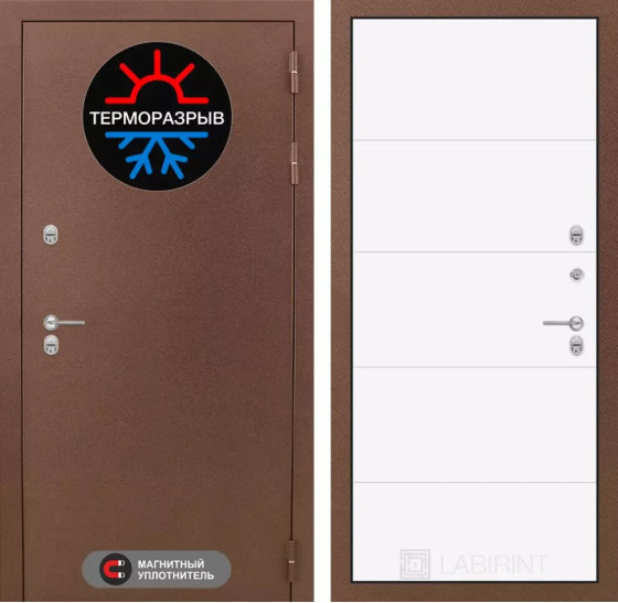 Входная дверь Термо Магнит 13 - Белый софт | Металл с 2-х слойным покрытием. 1 слой - цинкосодержащий грунт, 2 слой - покраска 