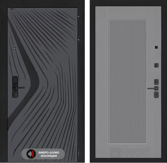 Входная дверь LEOLAB 30 - Серый рельеф софт | Фрезерованная МДФ панель 10 мм, цвет 