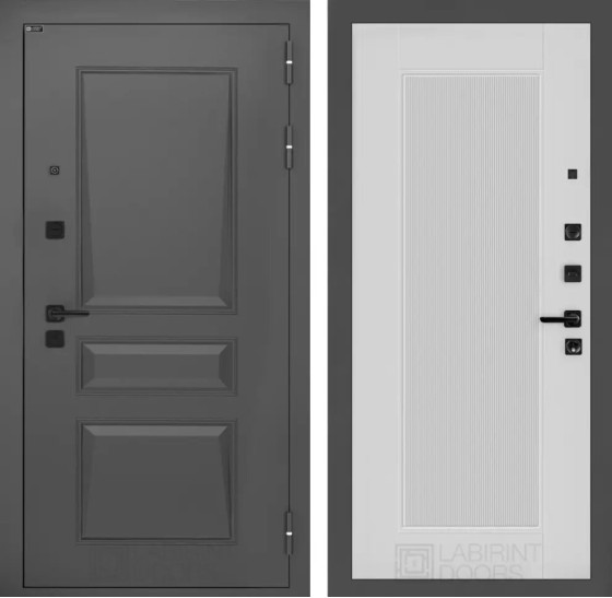 Входная дверь Орлеан 30 - Белый рельеф софт | Металлическая отделка методом давления на полотне