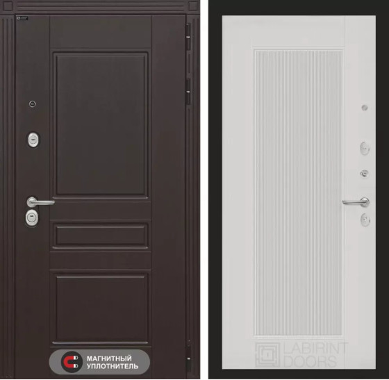 Входная дверь Мегаполис 30 - Белый рельеф софт | Декоративная MDF панель 10 мм с фрезерованным наличником, цвет 