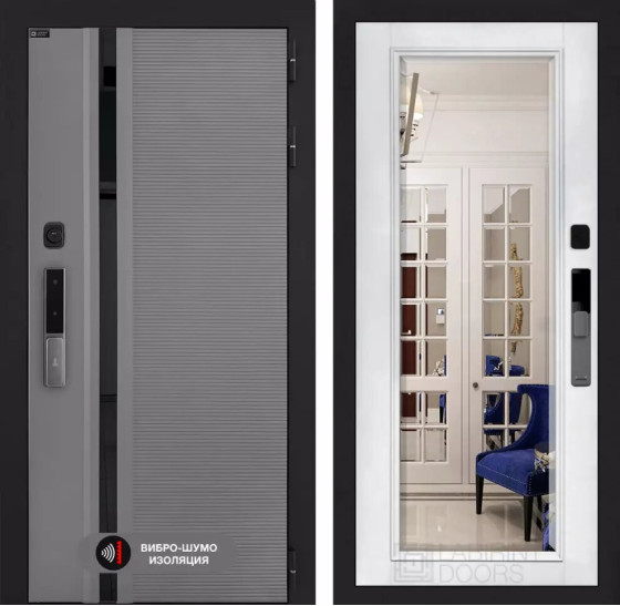 Входная дверь Пиано Смарт 2.0 с Зеркалом Фацет - Белый софт | Фрезерованная МДФ панель 10 мм, цвет 