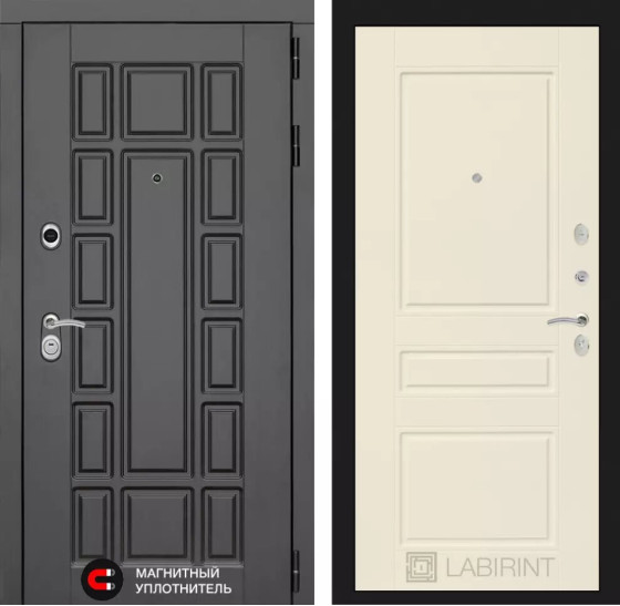 Входная дверь Нью-Йорк 03 - Крем софт | Декоративная MDF панель 16 мм с наличником, цвет 