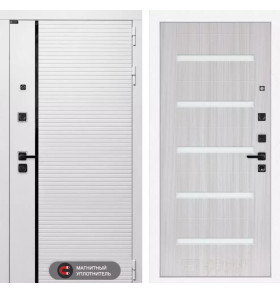 Входная дверь ROYAL 01 - Сандал белый, стекло белое