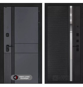 Входная дверь EVOLAB 31 - Черный кварц, зеркальная вставка с тонировкой