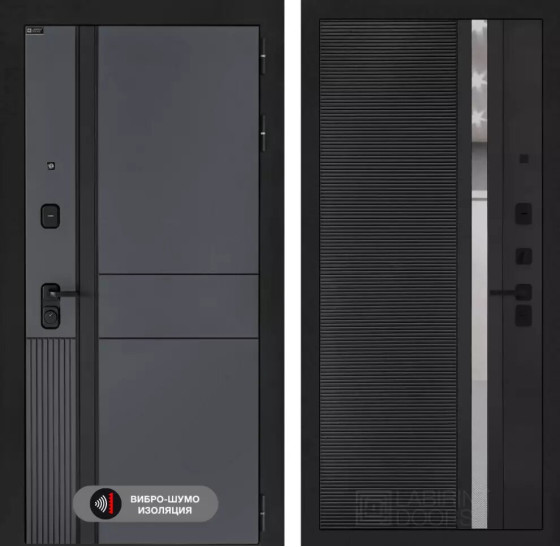 Входная дверь EVOLAB 31 - Черный кварц, зеркальная вставка с тонировкой | Фрезерованная МДФ панель 10 мм, цвет 