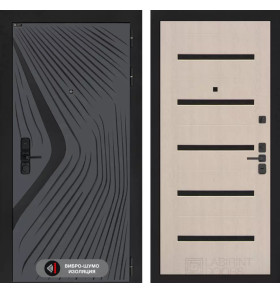 Входная дверь LEOLAB 01 - Беленый дуб, стекло черное