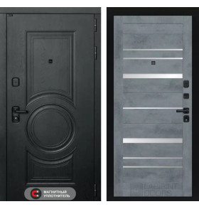 Входная дверь GRAND 20 - Бетон темный, зеркальные вставки