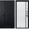 Входная дверь PIANO 22 - Белый софт, черная вставка | Декоративная MDF панель 10 мм с наличниками, цвет 