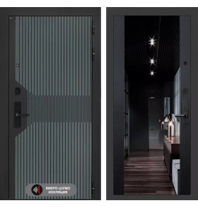 Входная дверь Смартлаб с Зеркалом тонированным Максимум - Черный кварц