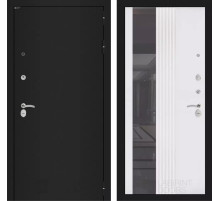 Входная дверь CLASSIC шагрень черная с Зеркалом 32 тонированным - Белый рельеф софт