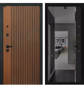 Входная дверь STORM с зеркалом Панорама с тонировкой - Черный кварц