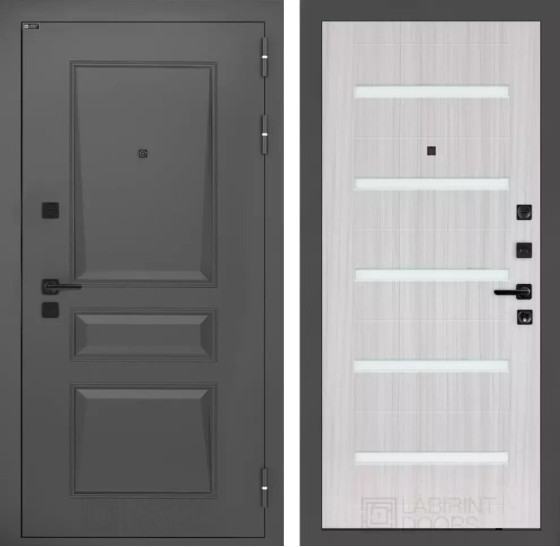 Входная дверь Орлеан 01 - Сандал белый, стекло белое | Металлическая отделка методом давления на полотне