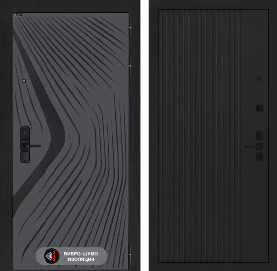 Входная дверь LEOLAB 29 - Черный кварц | Фрезерованная МДФ панель 10 мм, цвет 