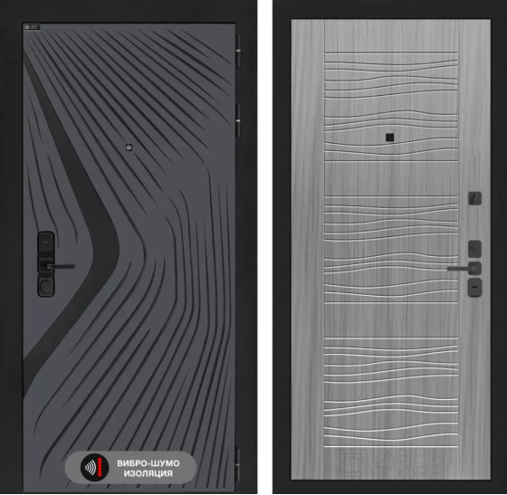 Входная дверь LEOLAB 06 - Сандал серый | Фрезерованная МДФ панель 10 мм, цвет 