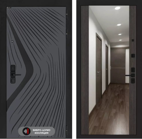 Входная дверь LEOLAB с Зеркалом Максимум - Венге | Фрезерованная МДФ панель 10 мм, цвет 