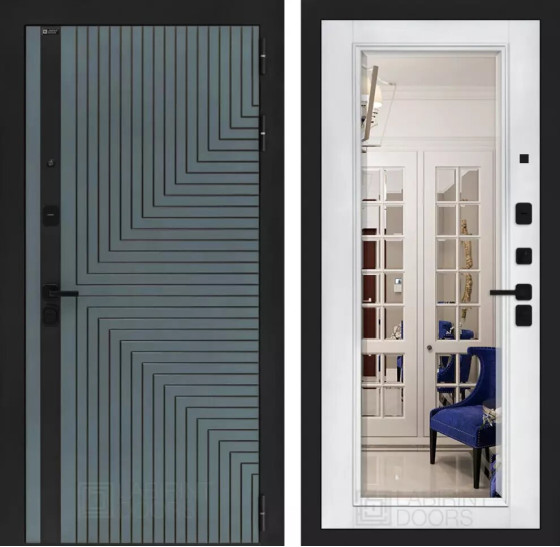 Входная дверь CREDOR с Зеркалом Фацет - Белый софт | Фрезерованная МДФ панель 10 мм, цвет 