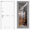 Входная дверь Лайн WHITE с Зеркалом 18 - Бетон светлый | Металл с покрытием 