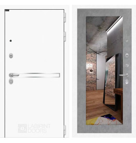 Входная дверь Лайн WHITE с Зеркалом 18 - Бетон светлый