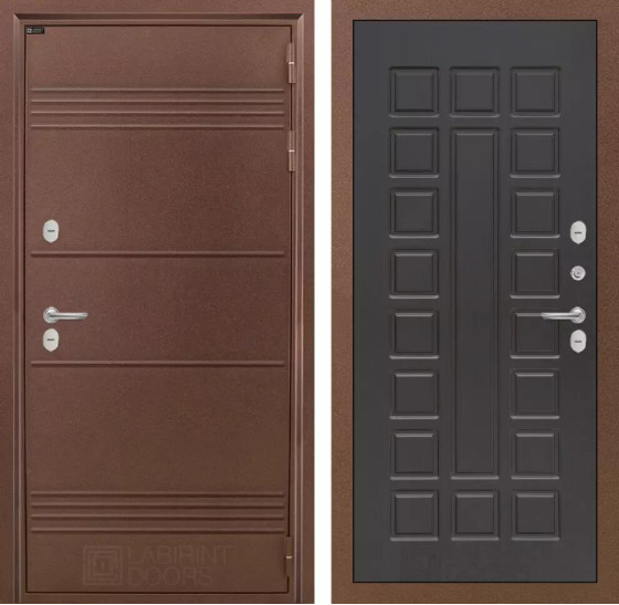 Входная дверь Термо Лайт 04 - Венге | Металлическая отделка с давлением и фигурным наличником