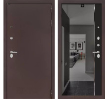 Входная дверь CLASSIC антик медный с зеркалом Панорама с тонировкой - Черный кварц