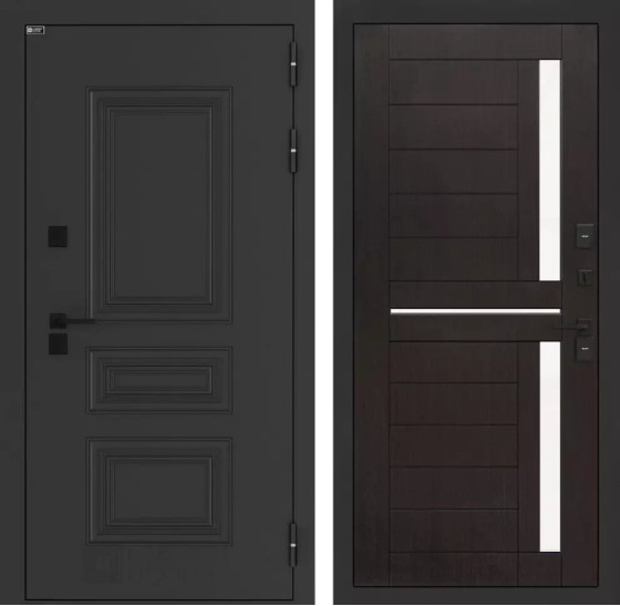 Входная дверь Аляска Лайт 02 - Венге, стекло белое | Металлическая отделка методом давления на полотне