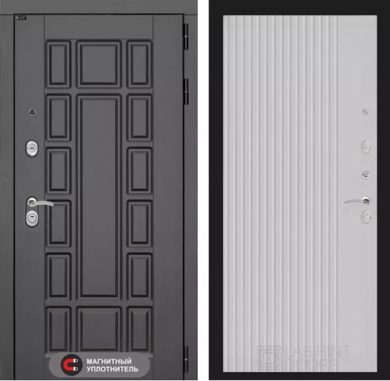 Входная дверь Нью-Йорк 29 - Белый рельеф софт | Декоративная MDF панель 16 мм с наличником, цвет 