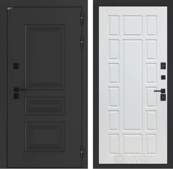 Входная дверь Аляска Лайт 12 - Белое дерево | Металлическая отделка методом давления на полотне