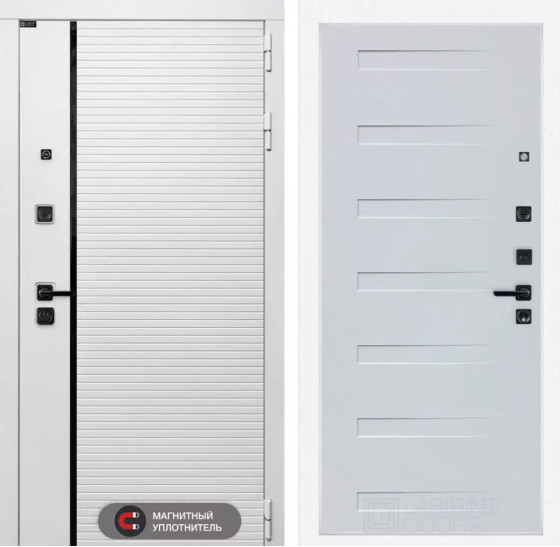 Входная дверь ROYAL 14 - Дуб кантри белый горизонтальный | Современная MDF панель 10 мм с наличником, цвет 