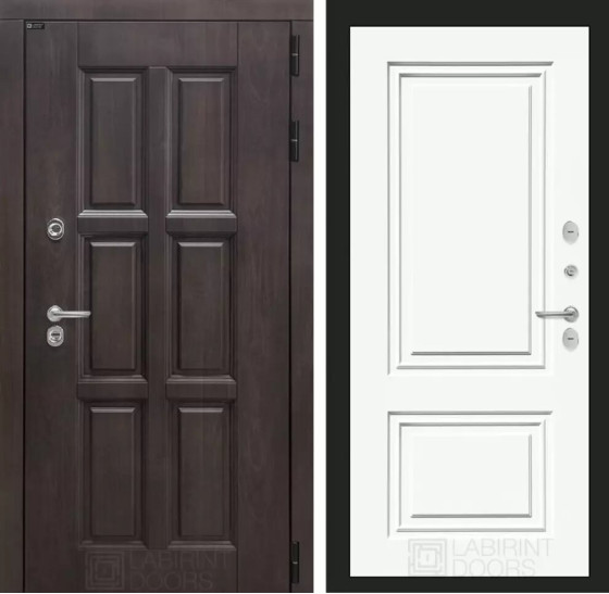 Входная дверь Лондон 26 - Эмаль RAL 9003 | Влагостойкая MDF панель 16 мм с наличниками, цвет Винорит 