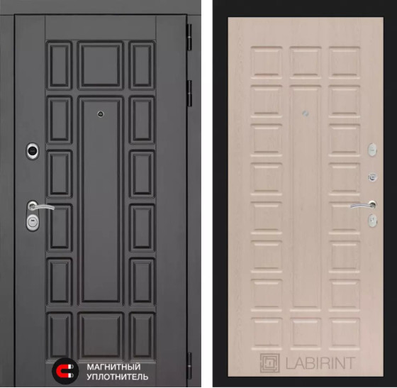 Входная дверь Нью-Йорк 04 - Беленый дуб | Декоративная MDF панель 16 мм с наличником, цвет 