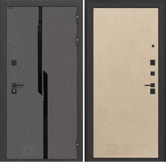 Входная дверь CARBON 05 - Венге светлый | Декоративная MDF панель 10 мм с черным стеклом фацет, цвет 