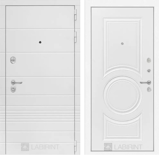 Входная дверь Трендо 23 - Белый софт | Декоративная MDF панель 10 мм с фрезерованным наличником, цвет 