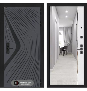 Входная дверь LEOLAB с зеркалом Панорама - Белый софт