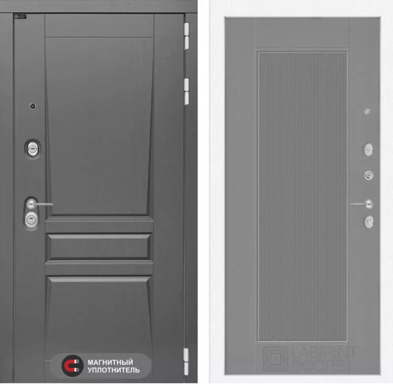 Входная дверь Платинум 30 - Серый рельеф софт | Декоративная MDF панель 16 мм с наличником, цвет 