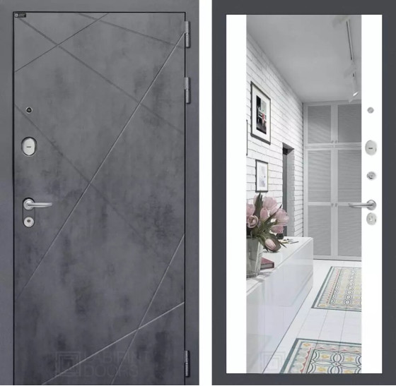 Входная дверь LOFT с Зеркалом Максимум - Белый софт | Фрезерованная декоративная MDF панель 10 мм, цвет 