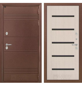 Входная дверь Термо Лайт 01 - Беленый дуб, стекло черное