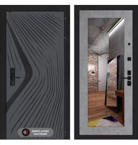 Входная дверь LEOLAB с зеркалом 18 - Бетон светлый