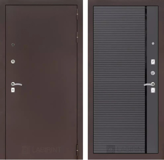 Входная дверь CLASSIC антик медный 22 - Графит софт, черная вставка | Металл с практичным покрытием 