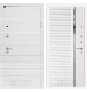 Входная дверь Трендо 31 - Белый софт, зеркальная вставка с тонировкой