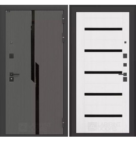 Входная дверь CARBON 01 - Белое дерево, стекло черное