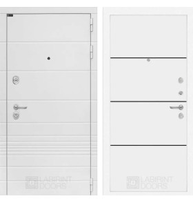 Входная дверь Трендо 25 - Белый софт, черный молдинг